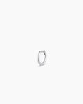 Woman wearing Classic Gold Huggie || option::14K Solid White Gold, 8mm