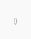 Woman wearing Classic Gold Huggie || option::14K Solid White Gold, 9mm