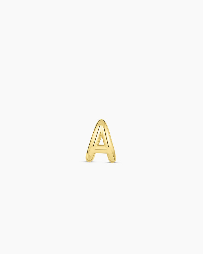Alphabet Huggie || option::18K Gold Plated, A