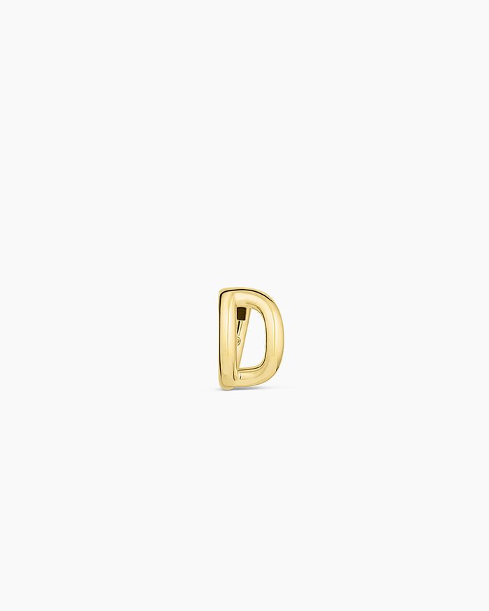 Alphabet Huggie || option::18K Gold Plated, D