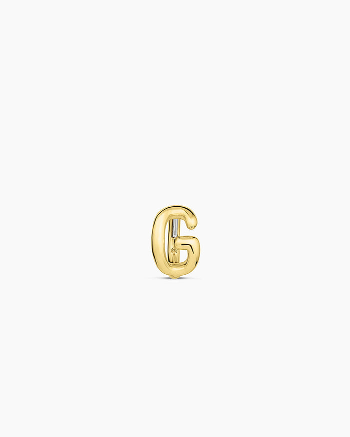 Alphabet Huggie || option::18K Gold Plated, G