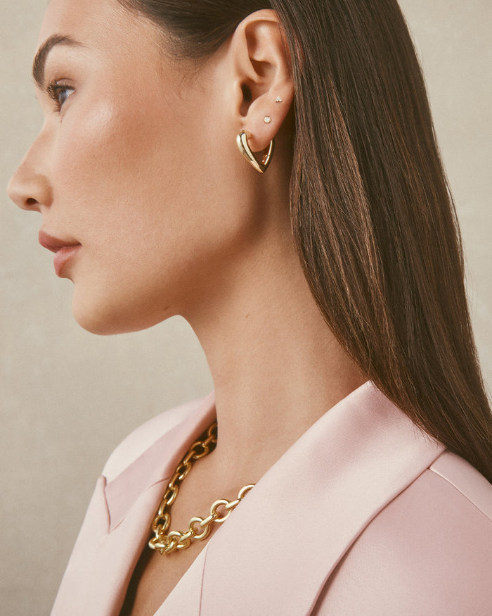 Amour Heart Hoops || option::18K Gold Plated
