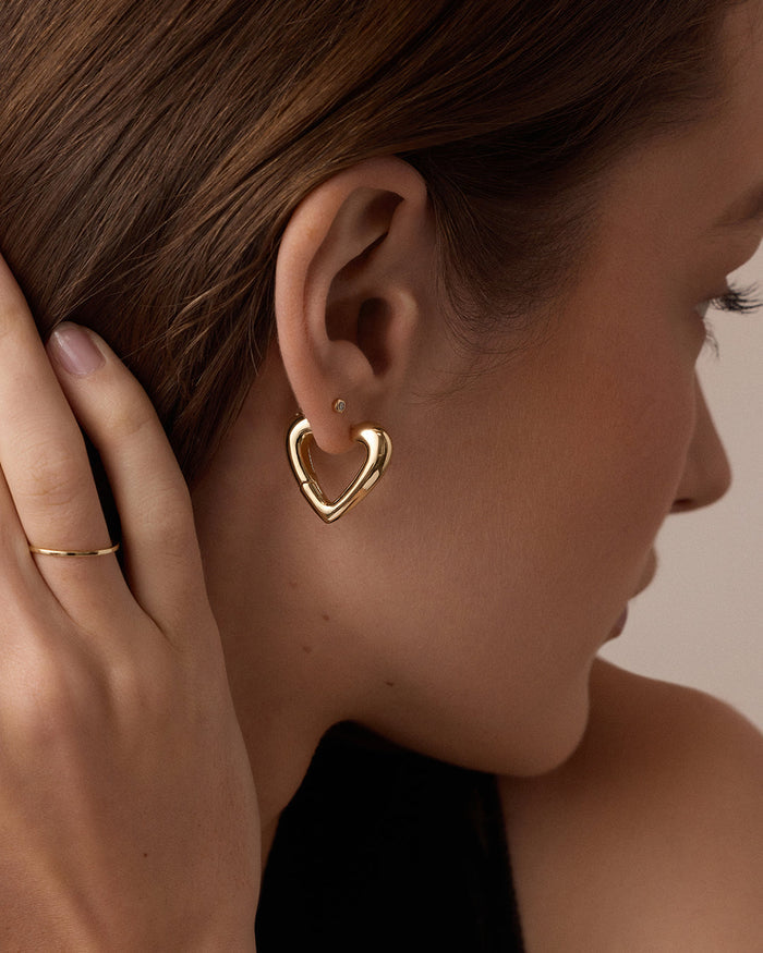 Amour Heart Hoops || option::18K Gold Plated