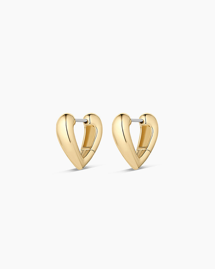 Amour Heart Huggies || option::18K Gold Plated