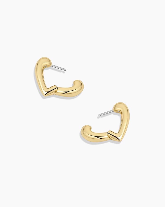 Amour Heart Huggies || option::18K Gold Plated