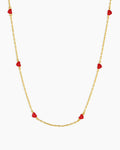 Amour Necklace Red Enamel || option::18K Gold Plated