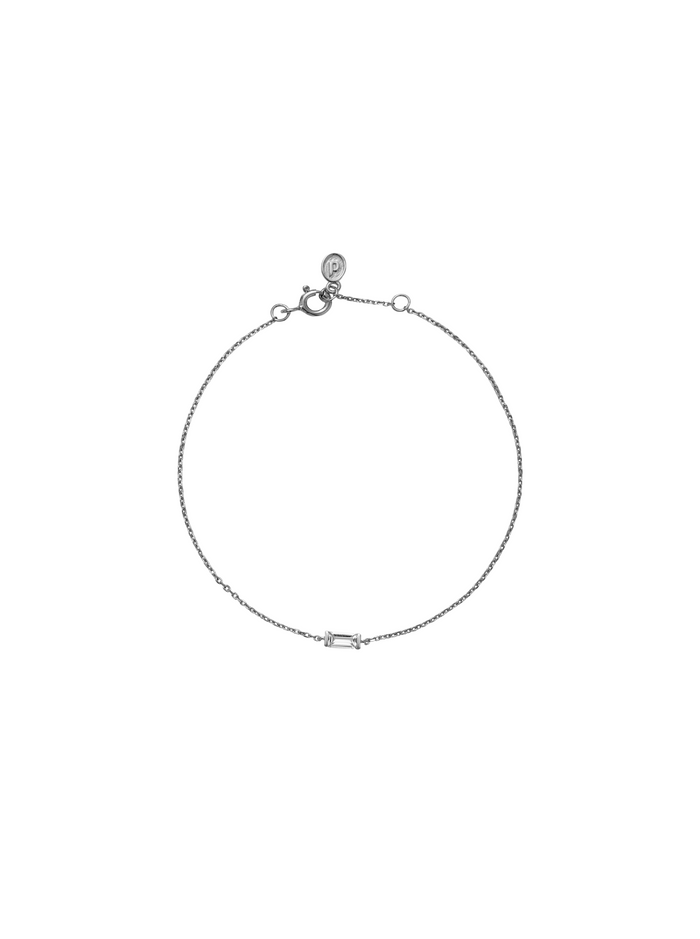 BAGUETTE CHAIN BRACELET IN LAB WHITE SAPPHIRE, STERLING SILVER