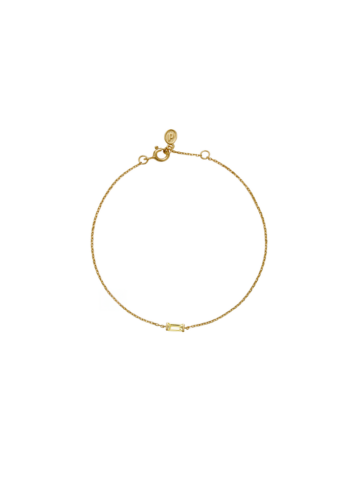BAGUETTE CHAIN BRACELET IN LAB YELLOW SAPPHIRE, 18K GOLD VERMEIL