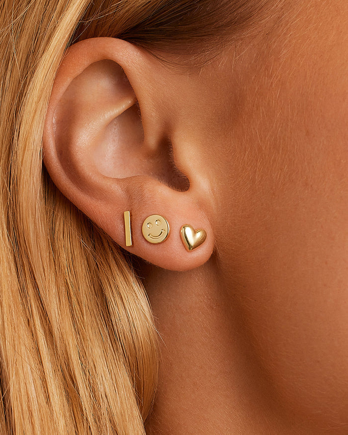 Bar Charm Stud || option::18K Gold Plated
