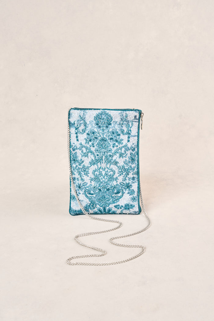 Baroque Print Cos Bag - Light Blue