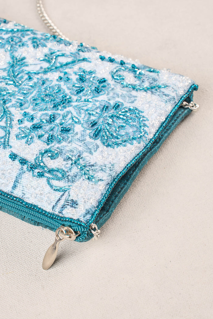 Baroque Print Cos Bag - Light Blue