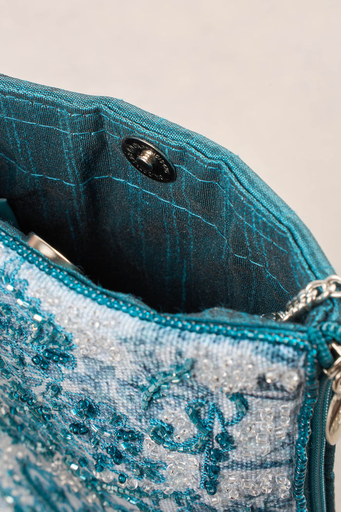 Baroque Print Cos Bag - Light Blue
