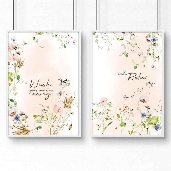 Bathroom decoration items | Set of 2 Shabby Chic wall art