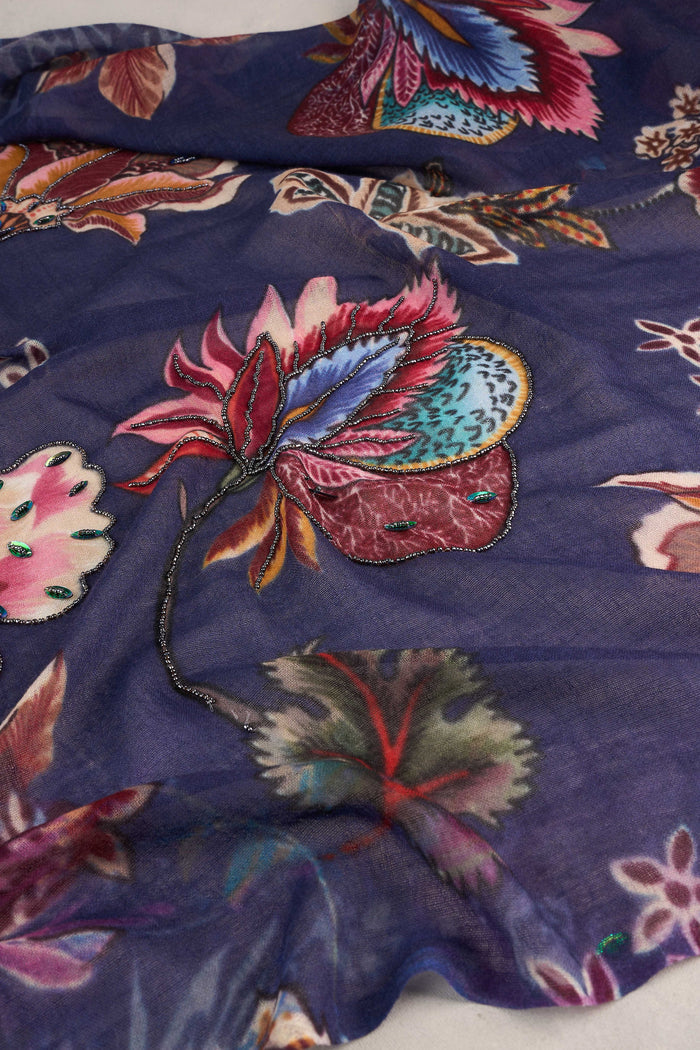Beaded Blooms Scarf - Multicolour