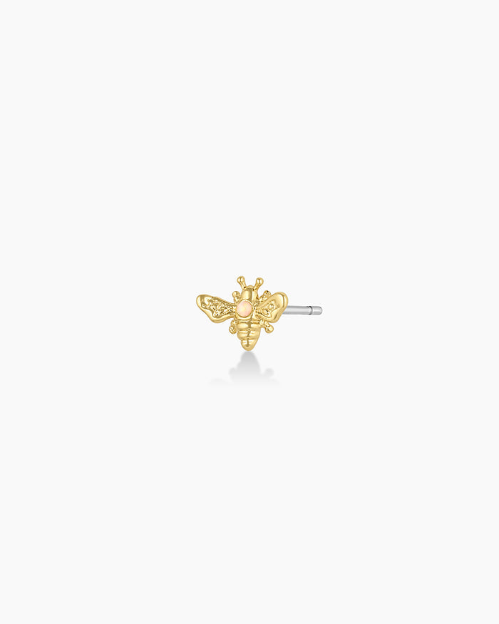 Bee Charm Stud || option::18K Gold Plated, Bee