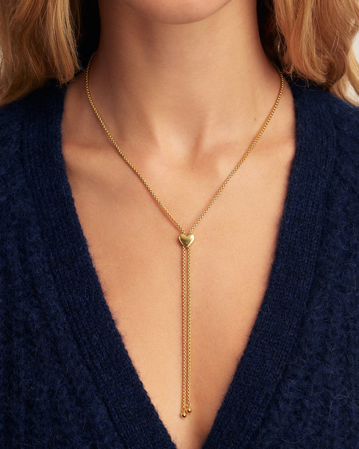 Bella Heart Bolo Necklace || option::18K Gold Plated