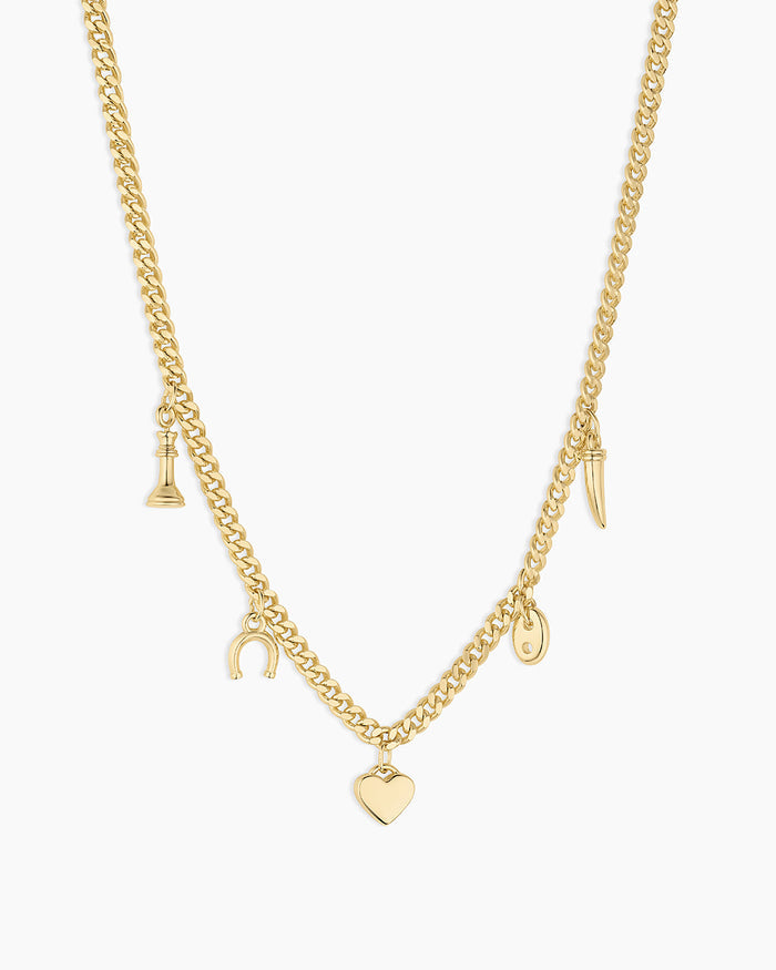 Bella Mini Charm Necklace || option::18K Gold Plated