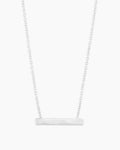 Silver | Gorjana Jewelry Silver engravable necklace, nameplate necklace, name necklace, bar name necklace, thoughtful jewelry gifts, bridal jewelry, gifts for bridesmaids