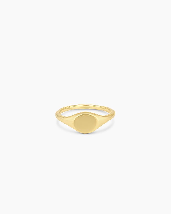 Gold engravable signet ring || option::18K Gold Plated