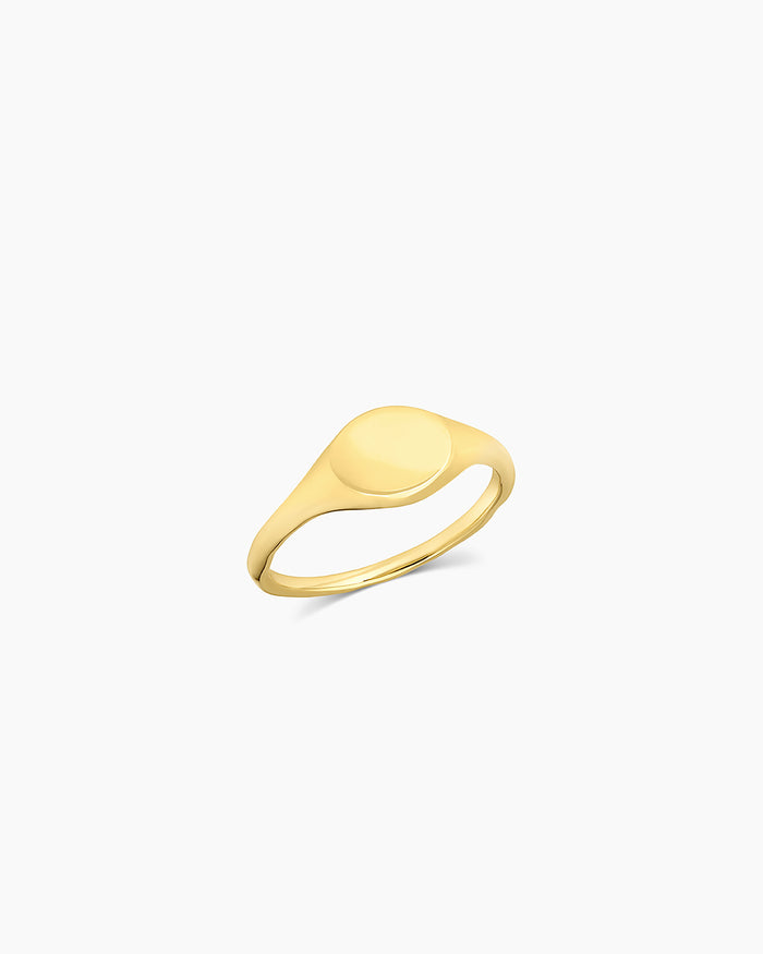 Gold engravable signet ring || option::18K Gold Plated