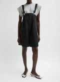 Black Bio Twill Overall Short - romper, front view on model