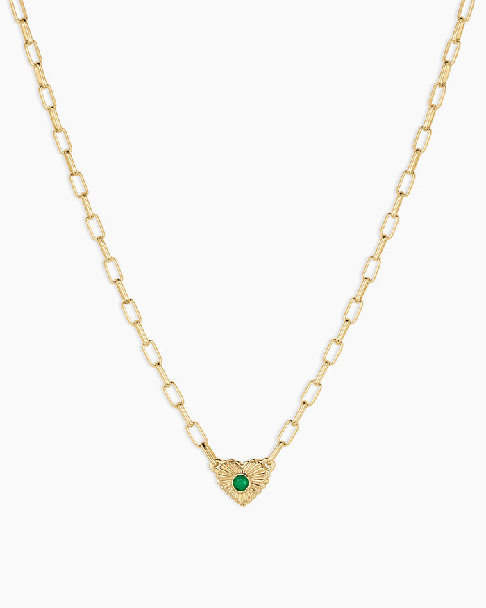 18K Gold Plated / Green Agate - May