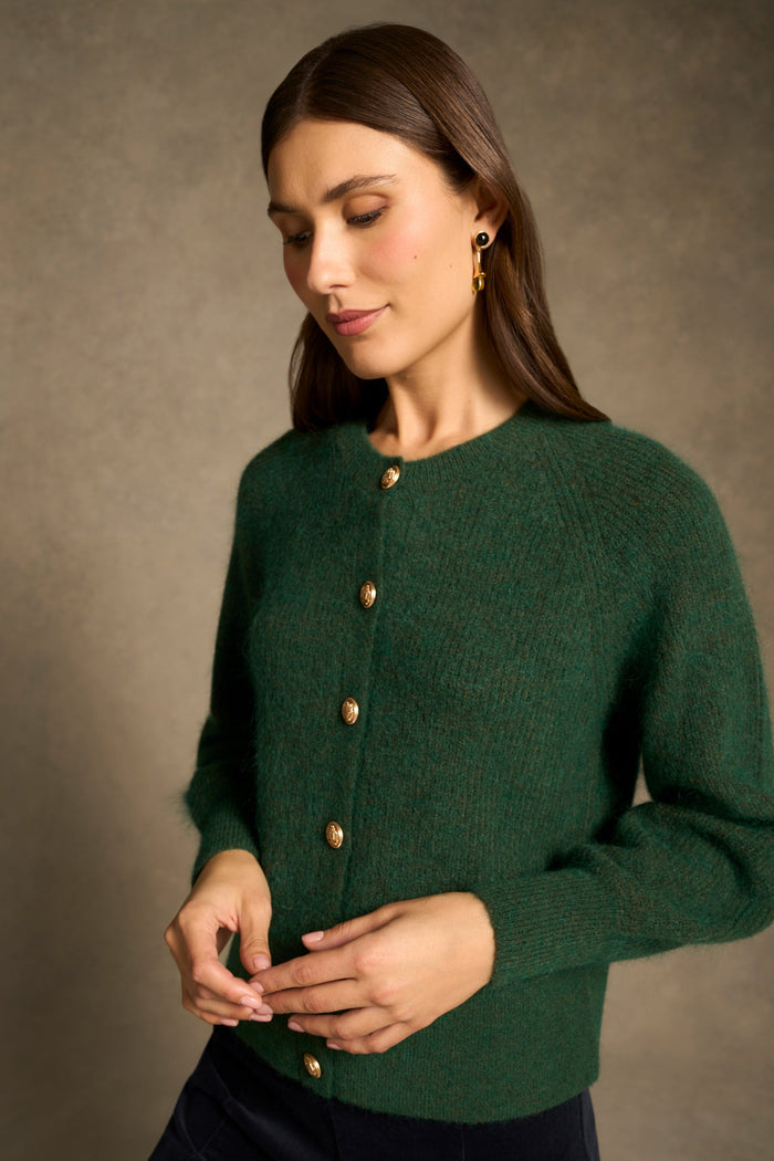 Blouson Sleeve Cardigan - Clover