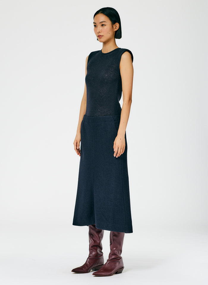 Boiled Wool Sculpted Skirt