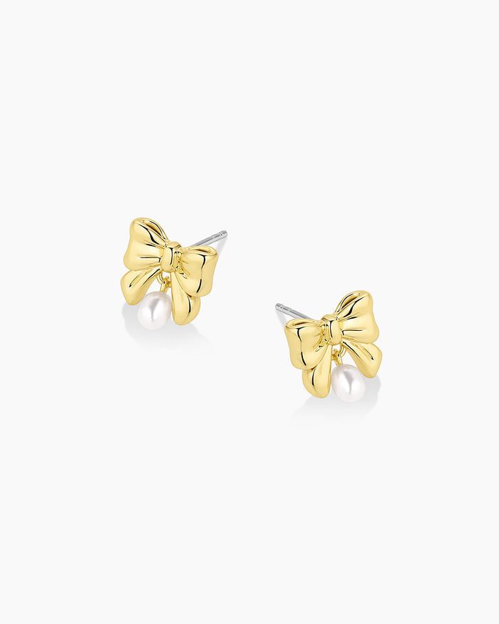 Bow Pearl Earrings || option::18K Gold Plated