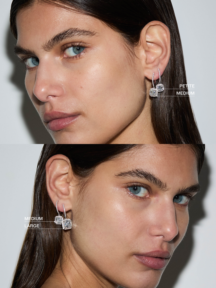 BRONWYN ASSCHER-CUT EARRINGS IN MOISSANITE, STERLING SILVER