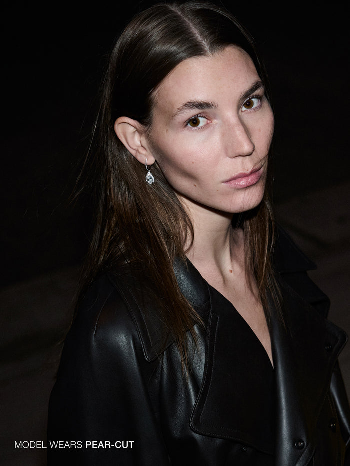 BRONWYN ASSCHER-CUT EARRINGS IN MOISSANITE, STERLING SILVER