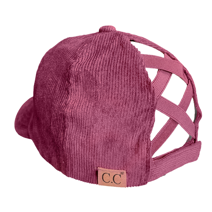 BT-937 Corduroy Criss Cross Cap Berry