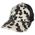 BT-938 Cow Print Criss Cross Pony Cap Black