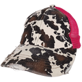 BT-938 Cow Print Criss Cross Pony Cap Hot Pink
