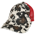 BT-938 Cow Print Criss Cross Pony Cap Red