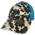BT-938 Cow Print Criss Cross Pony Cap Turq
