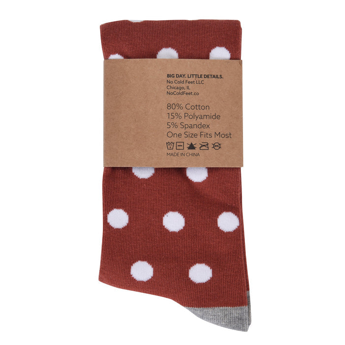 Burnt Orange with White Polka Dot Socks