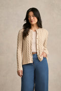 Cable Detailed Cardigan - Champagne