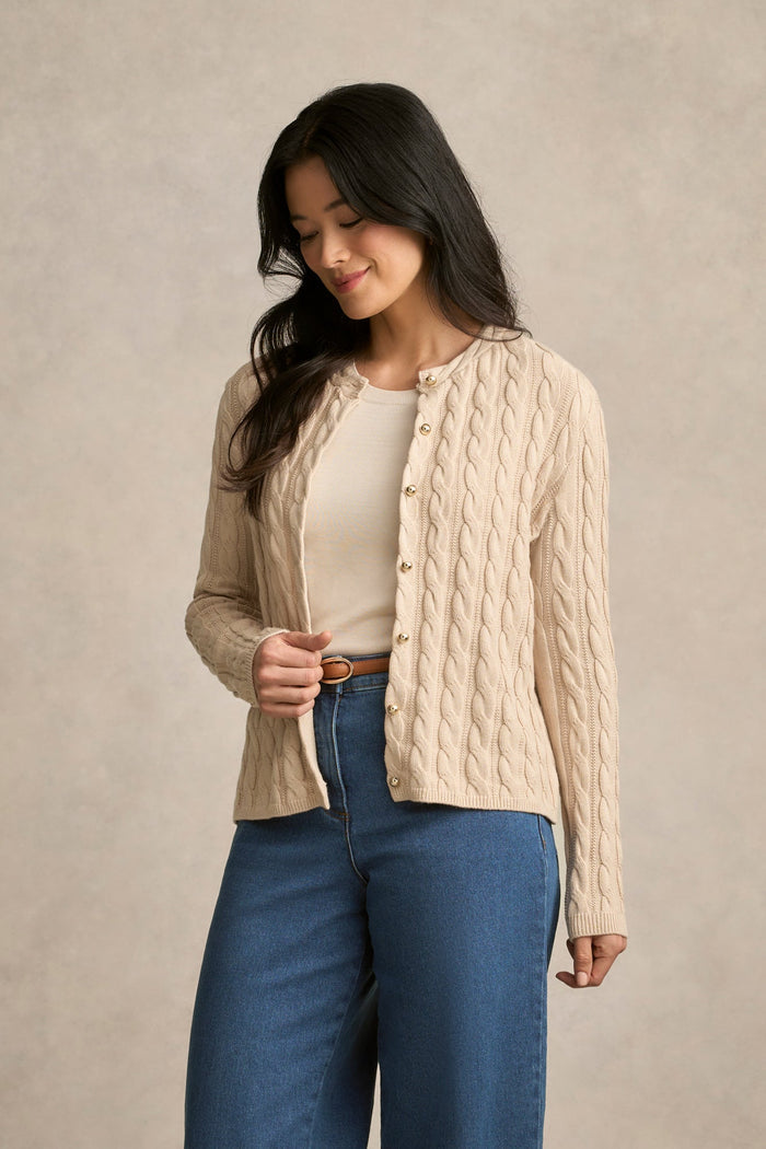 Cable Detailed Cardigan - Champagne