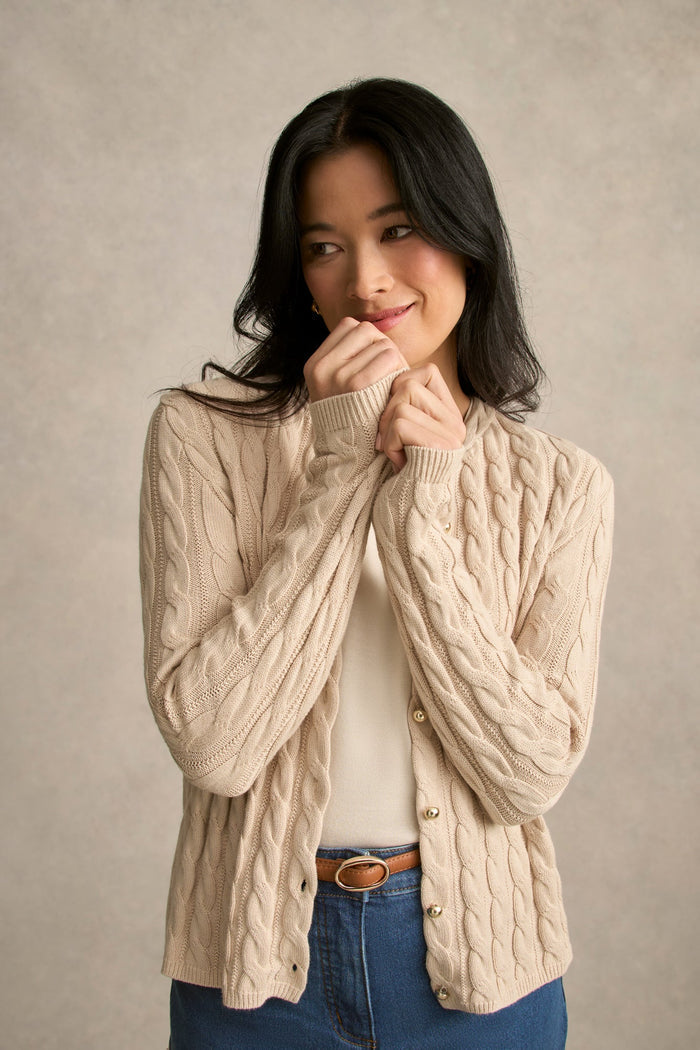 Cable Detailed Cardigan - Champagne