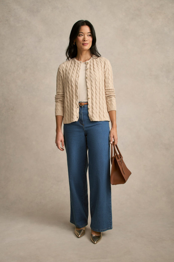 Cable Detailed Cardigan - Champagne