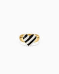 Campbell Enamel Heart Ring || option::18K Gold Plated, Black