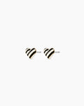 Campbell Enamel Heart Studs || option::18K Gold Plated, Black