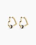 Campbell Heart Bead Hoops || option::18K Gold Plated, Black