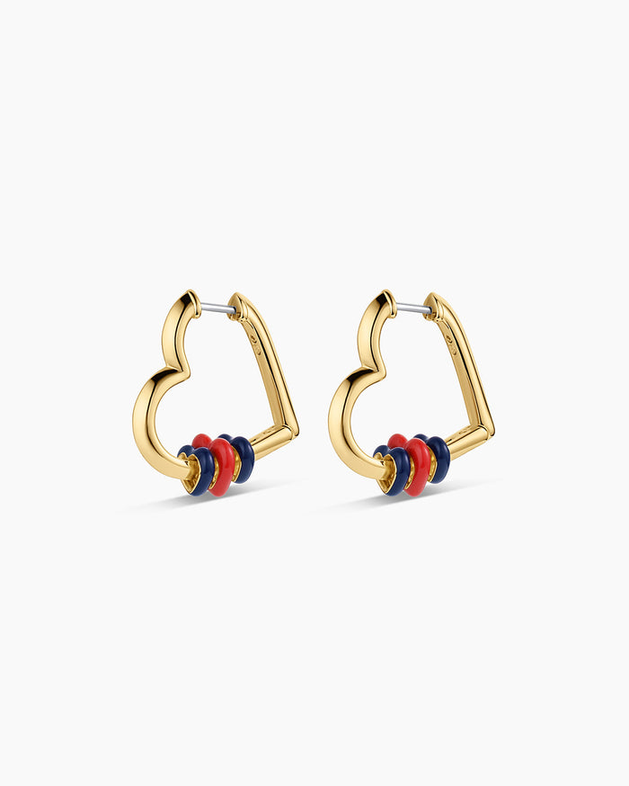 Campbell Heart Bead Hoops || option::18K Gold Plated, Blue