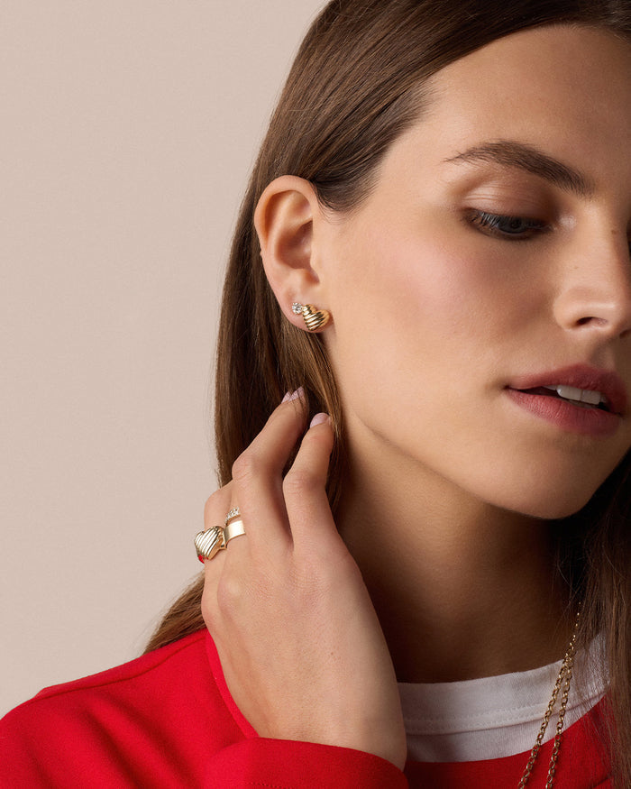Campbell Heart Studs || option::18K Gold Plated