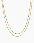 Capri Layer Necklace in Turquoise || option::18K Gold Plated