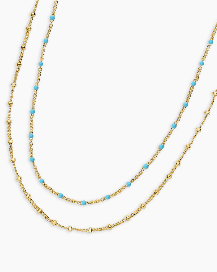 Capri Layer Necklace in Turquoise || option::18K Gold Plated