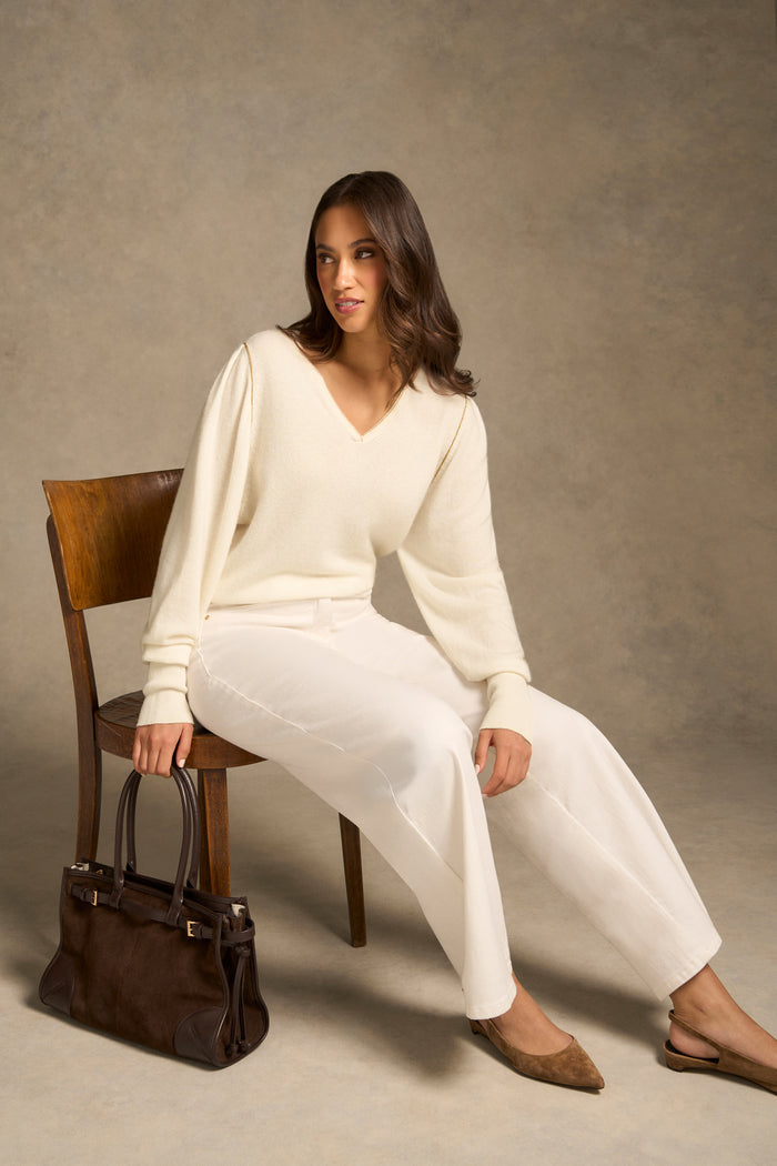 Cashmere Gold Detail Knit - Cream