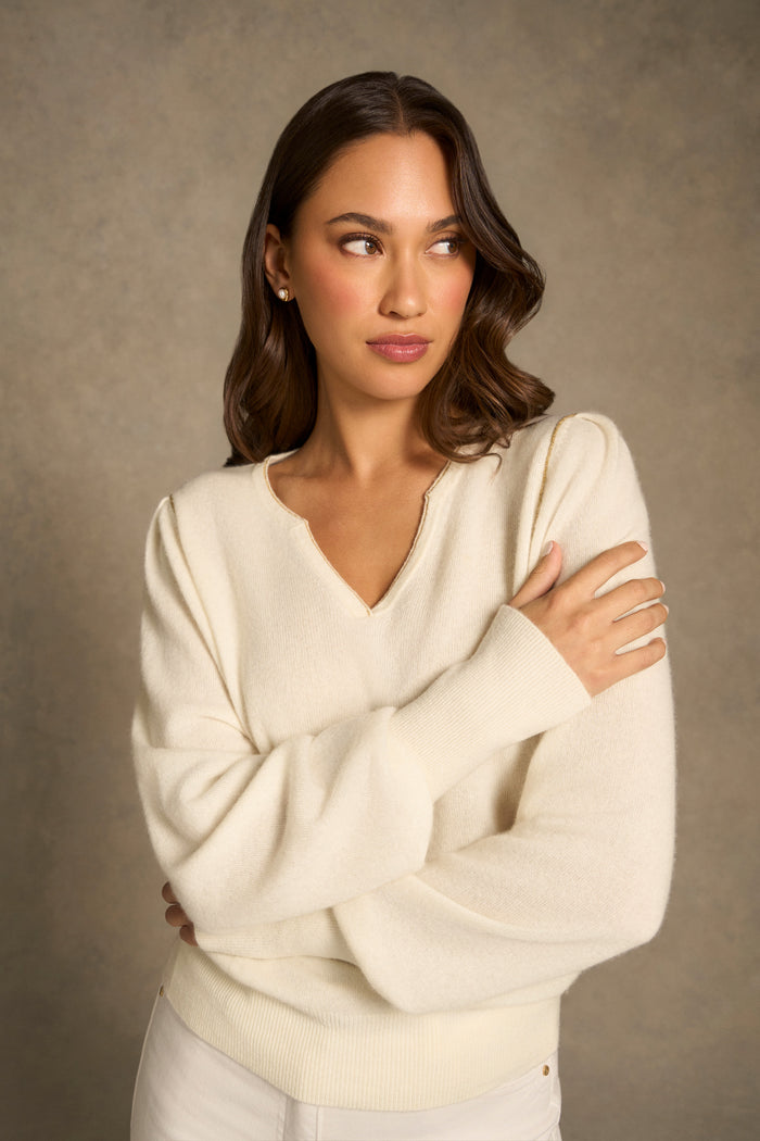 Cashmere Gold Detail Knit - Cream